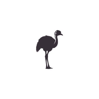 Silhouettes Ostrich animal icon set vector illustration. Isolated on white background. clipart