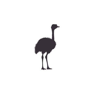 Silhouettes Ostrich animal icon set vector illustration. Isolated on white background. clipart