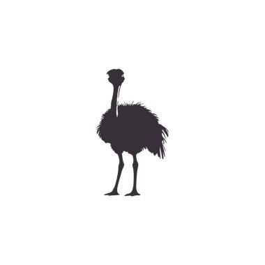 Silhouettes Ostrich animal icon set vector illustration. Isolated on white background. clipart