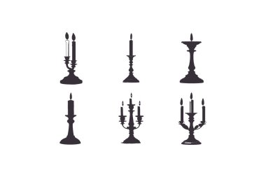 Siluetler Candle Stick Holder simgesi vektör çizimi. Beyaz arkaplanda izole.
