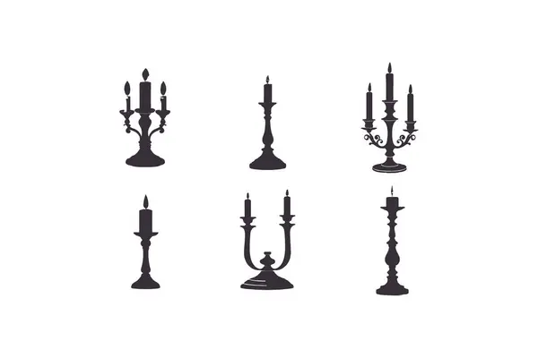Siluetler Candle Stick Holder simgesi vektör çizimi. Beyaz arkaplanda izole.