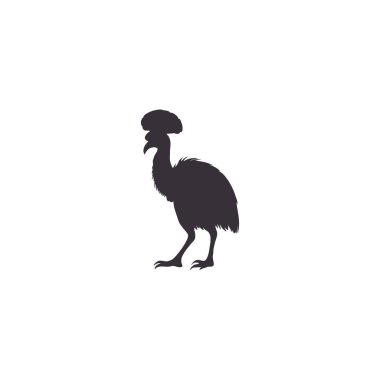 cassowary silhouette on white background. clipart