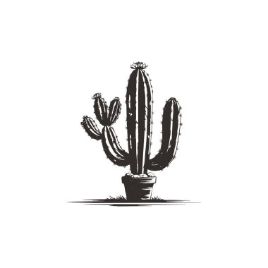 Cactus Icons. Vector Set of Desert Succulents for Design
