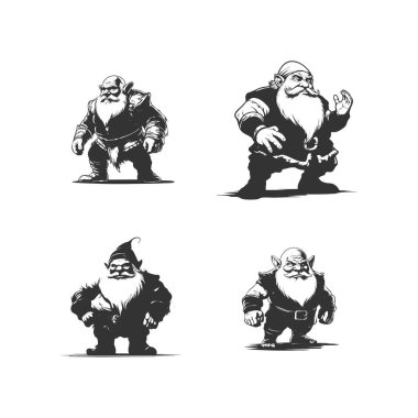 Farklı eylem vektör görüntüsüne sahip siluet kümesi beyaz arkaplan