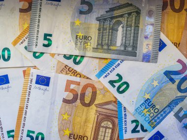 Avro banknotları, para arkaplanı, yakın plan