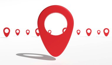 Beyaz arkaplanda çoklu GPS pimi oluşturuluyor