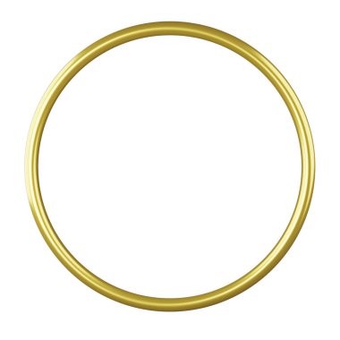 Beyaz arkaplan üzerinde izole edilmiş 3B renkte altın çizgi daire desteği