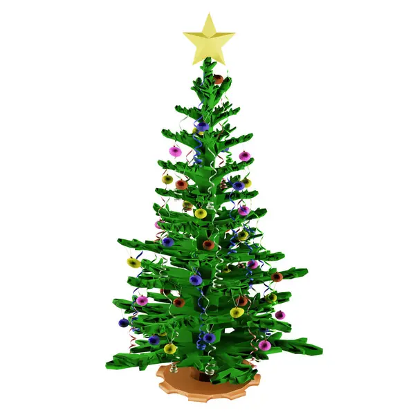 Vykreslování Vánoční Strom Izolovaný Bílém Pozadí — Stock fotografie
