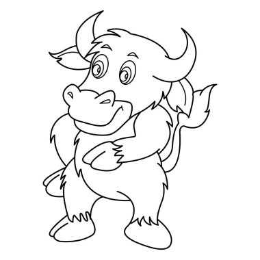 Beyaz arkaplan üzerinde Buffalo ana hatlı vektör çizgi film tasarımı 