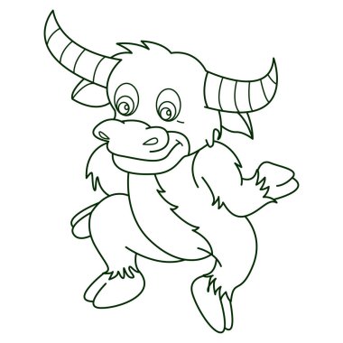 Beyaz arkaplan üzerinde Buffalo ana hatlı vektör çizgi film tasarımı