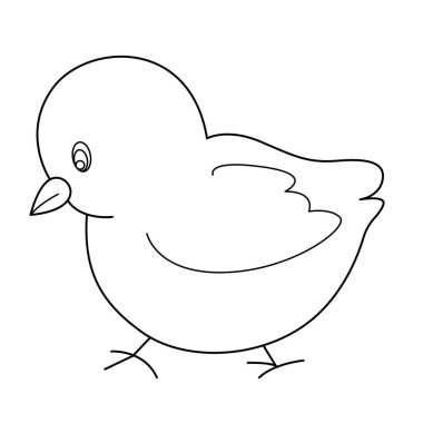 Beyaz arkaplan üzerinde Chick ana hatlı vektör karikatür tasarımı