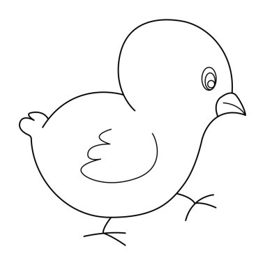 Beyaz arkaplan 2 üzerindeki Chick ana hatlı vektör karikatür tasarımı