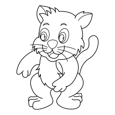 Beyaz arkaplanda kedi ana hatlı vektör karikatür tasarımı