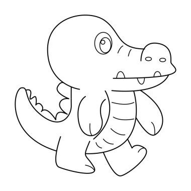 Beyaz arkaplan üzerinde timsah ana hatları vektör çizimi tasarımı