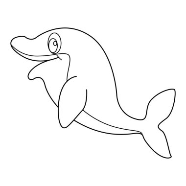 Beyaz arkaplan üzerinde yunus ana hatlı vektör karikatür tasarımı