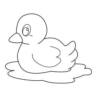 Beyaz arkaplanda ördek ana hatlı vektör çizgi tasarımı.