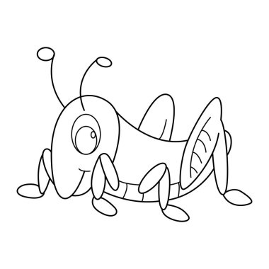 Beyaz arkaplanda çekirge ana hatları vektör karikatür tasarımı