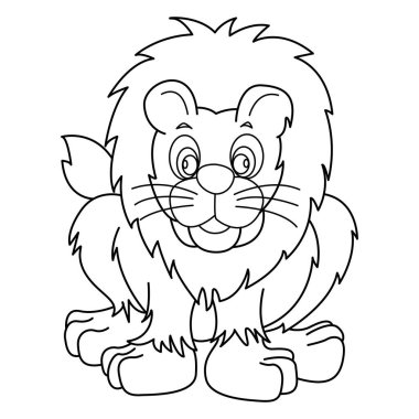 Beyaz arkaplan üzerinde aslan ana hatlı vektör çizgi tasarımı