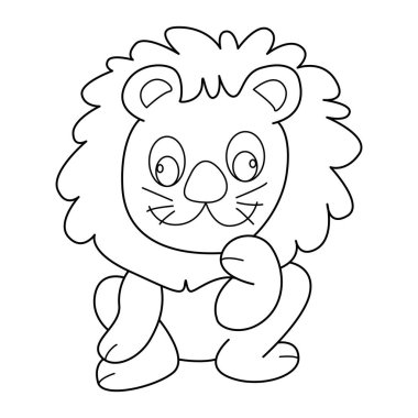 Beyaz arkaplan üzerinde aslan ana hatlı vektör çizgi tasarımı