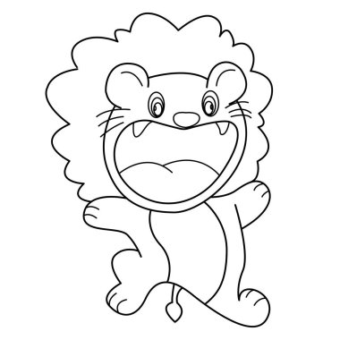 Beyaz arkaplanda aslan ana hatlı vektör çizgi tasarımı