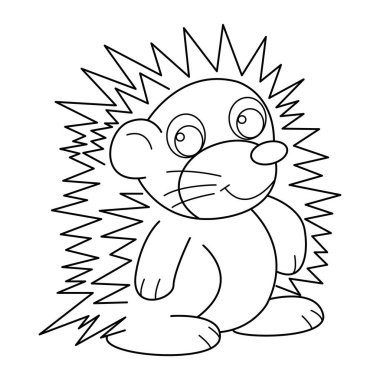 Kirpi ana hatları vektör çizgi film tasarımı beyaz arkaplan üzerinde