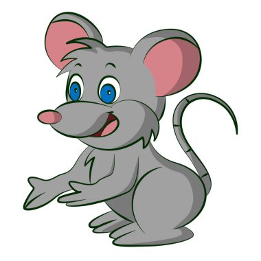 Beyaz arkaplanda fare çizgi film tasarımı