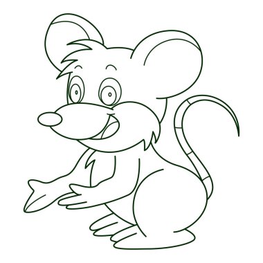 Beyaz arkaplanda fare ana hatlı vektör çizgi tasarımı