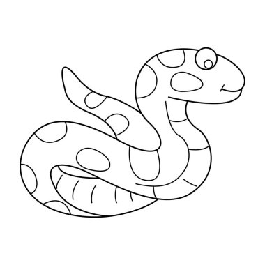 Beyaz arkaplan üzerinde yılan ana hatlı vektör çizgi tasarımı