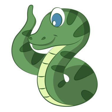 Beyaz arkaplanda yılan çizgi film tasarımı