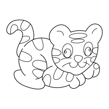 Beyaz arkaplanda kaplan ana hatlı vektör çizgi tasarımı