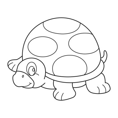Beyaz arkaplan üzerinde kaplumbağa ana hatlı vektör karikatür tasarımı