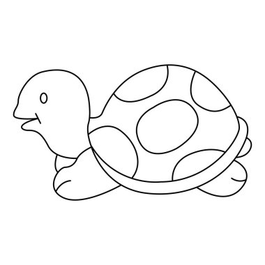 Beyaz arkaplan üzerinde kaplumbağa ana hatlı vektör karikatür tasarımı