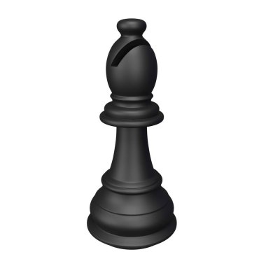 3D rendering black bishop isolated on white background