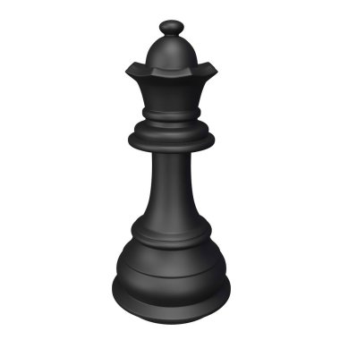 3D rendering black gueen isolated on white background