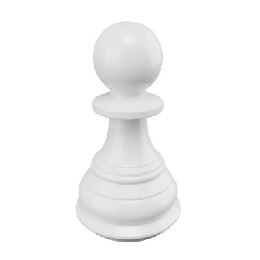 3D rendering white pawn isolated on white background