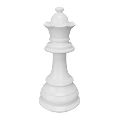 3D rendering white queen isolated on white background