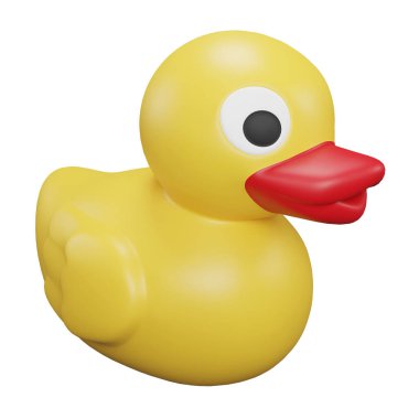 3D render rubber duck icon isolated on white background