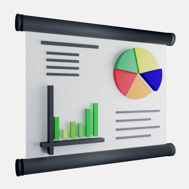3D render business analysis icon isolated on white background