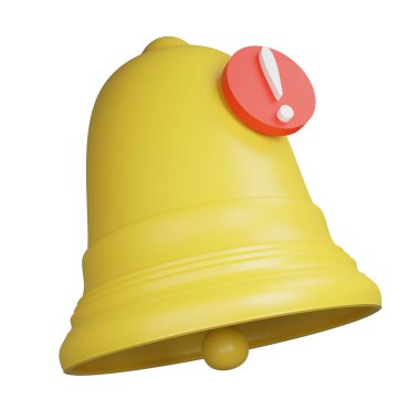 3D render notification bell icon isolated on white background 2