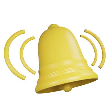 3D render notification bell icon isolated on white background