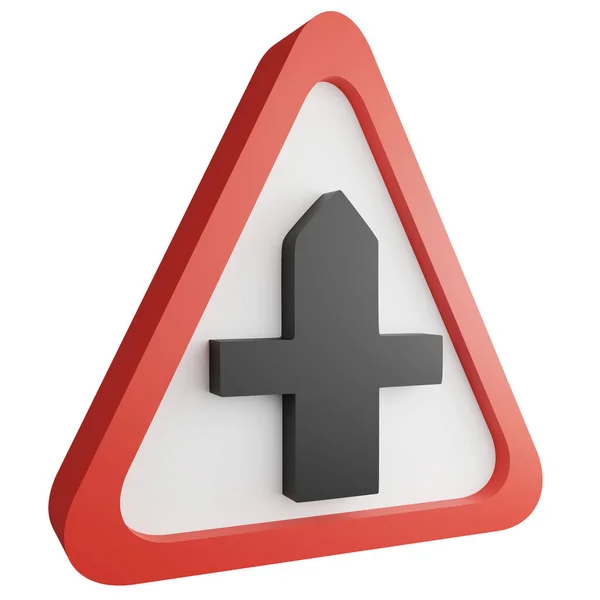 Rendering Kreuzung Vor Zeichen Symbol Isoliert Auf Weißem Hintergrund Rotes — Stockfoto