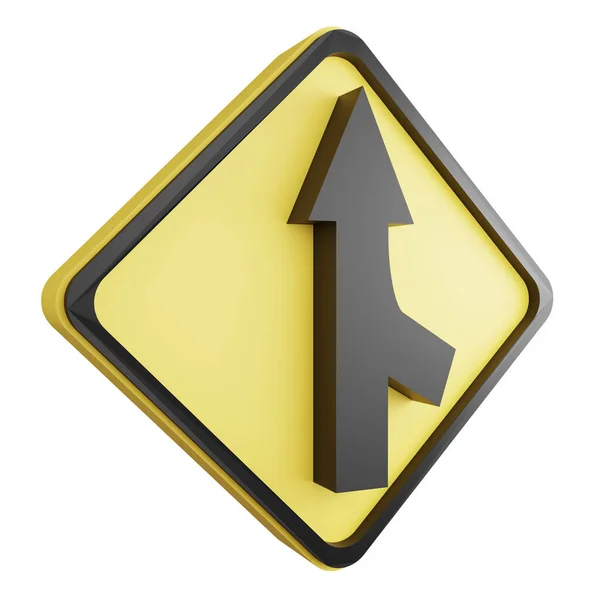 Render Merge Zeichen Symbol Isoliert Auf Weißem Hintergrund Gelbes Warnschild — Stockfoto