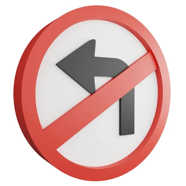 Render Left Turn Sign Icon Isolated White Background Red Mandatory — Stock Photo, Image