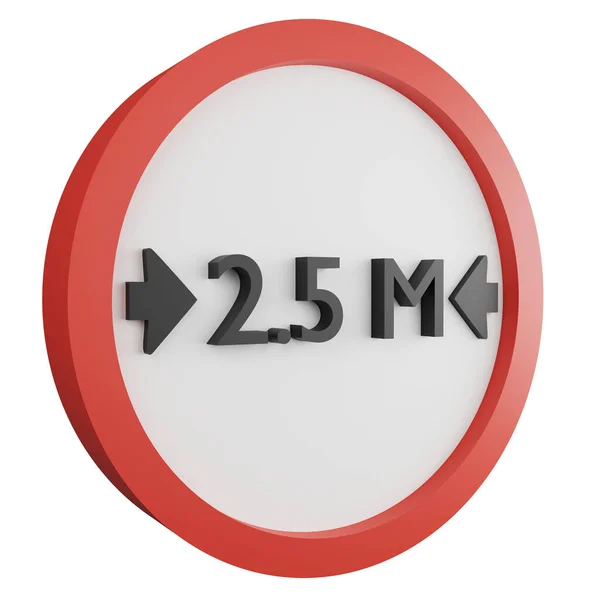 Renderbreitenbegrenzung Meter Zeichensymbol Isoliert Auf Weißem Hintergrund Rotes Pflichtschild — Stockfoto