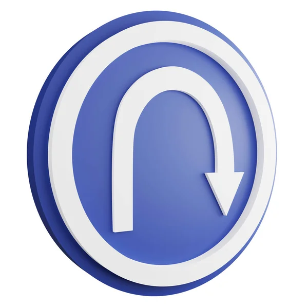 Render Turn Rechts Zeichensymbol Isoliert Auf Weißem Hintergrund Blaues Informationsschild — Stockfoto