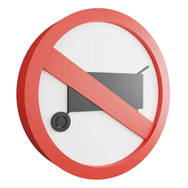 Render Cart Sign Icon Isolated White Background Red Mandatory Sign — Stock Photo, Image