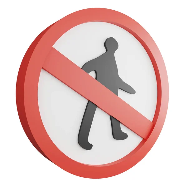 Render Pedestrian Sign Icon Isolated White Background Red Mandatory Sign — Stock Photo, Image