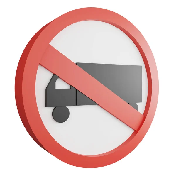 Візуалізація Значок Вантажівки Ізольовано Білому Тлі Червоний Обов Язковий Знак — стокове фото