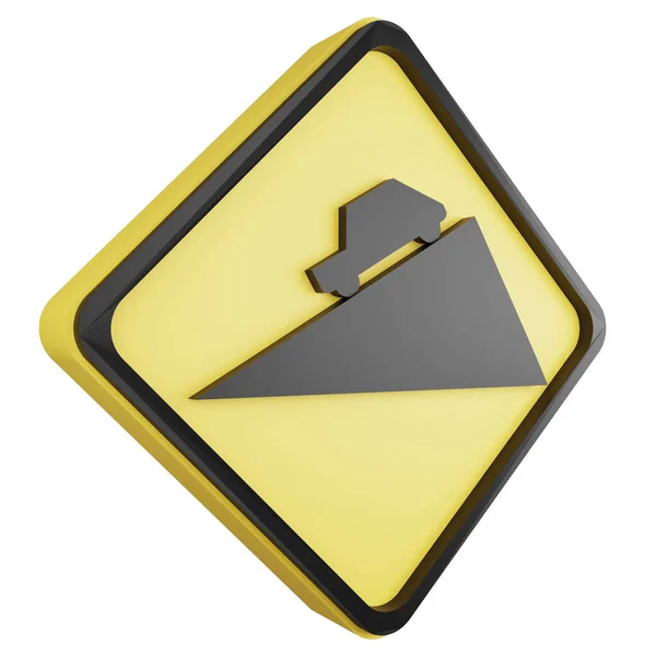 Rendering Gefährliche Piste Zeichen Symbol Isoliert Auf Weißem Hintergrund Gelbes — Stockfoto