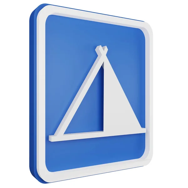 렌더링 캠핑용 아이콘 배경에 파란색 교육용 표지판 — 스톡 사진